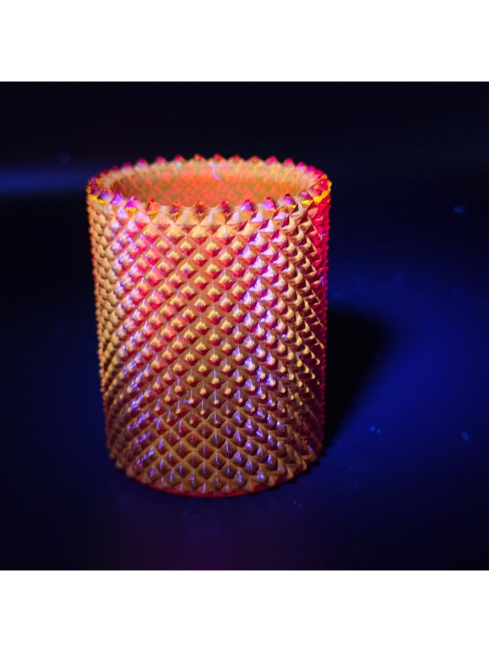Faroy Red Diamond Point Glass Votive Candle Holder USA Made 2.75"